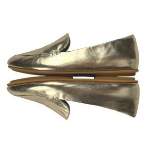 FitFlop Lena Metallic Gold Leather Loafer Shoes Comfort Flats Size 6 (Euro 37)